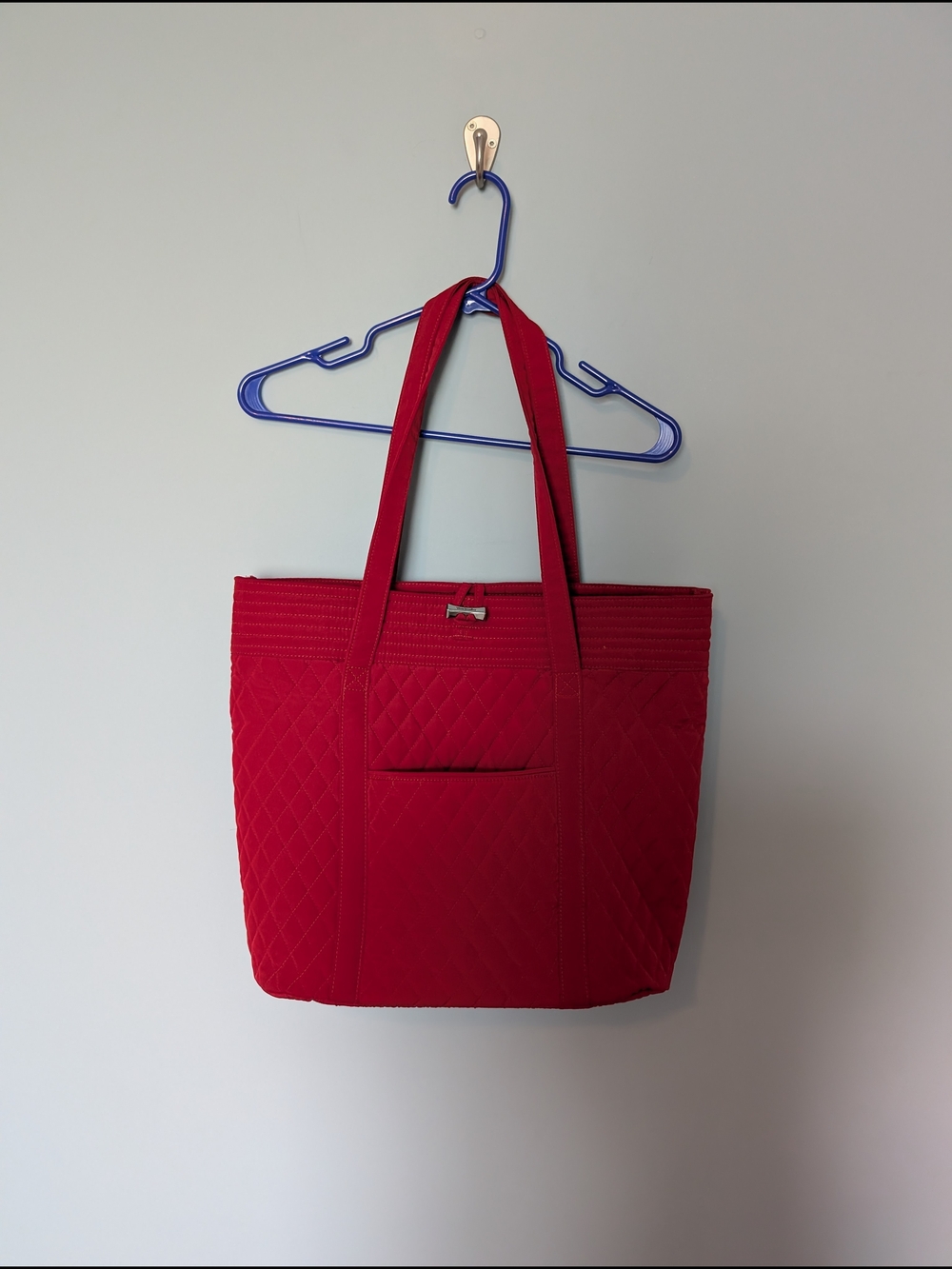 Vera Bradley Red Quilted Tote with Front Pocket